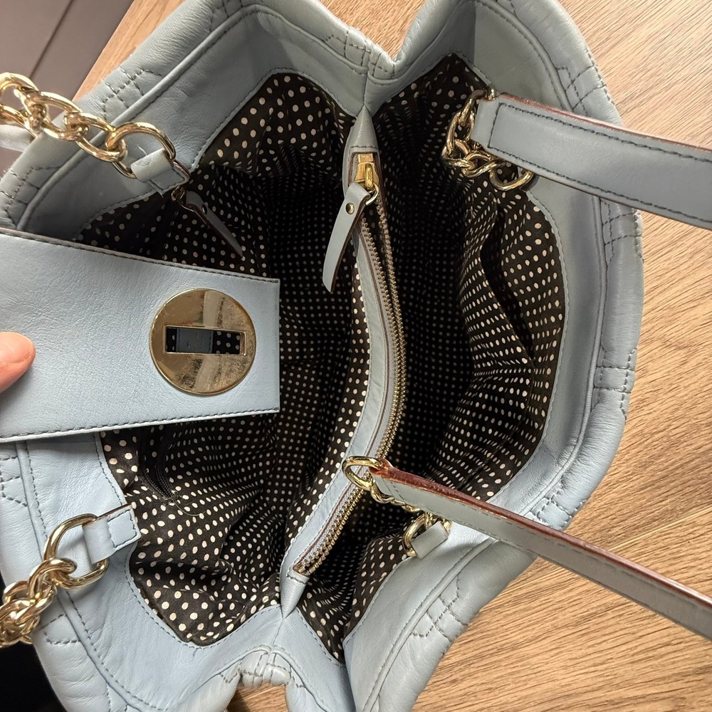 Kate Spade Wedgewood Astor Court Elena Tote Powder Blue Quilted Silver Hardware - Picture 7 of 16